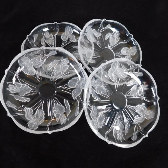 Mikasa Home Beautiful Passion Flower 6.5 in Crystal Plate Set of 4 Original Box - Picture 1 of 11